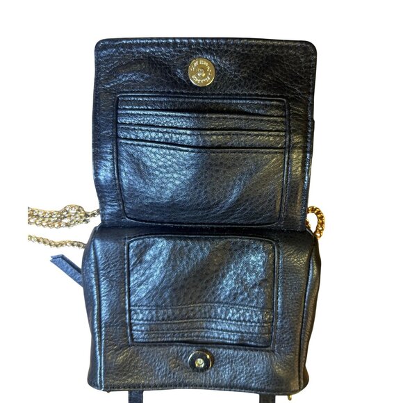 Kelsi Dagger Black Leather Mini Crossbody Bag With Gold Chain Strap - Picture 4 of 14